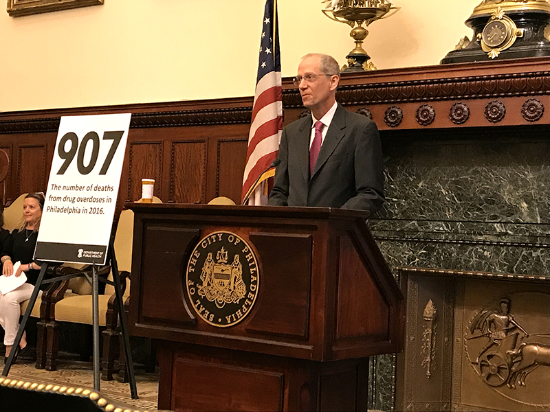 Dr. Tom Farley shares data on Philadelphia's opioid crisis at a city event (Photos courtesy of Philadelphia Dept. of Public Health)