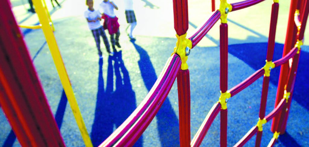 Kids play on playground